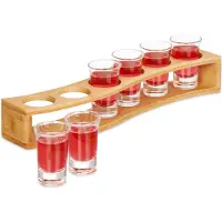 Relaxdays Planche à liqueur, Verres à cocktail, Marron