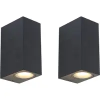 QAZQA Lot de 2 appliques murales modernes noires 2 lumières IP44 - Baleno