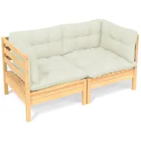 vidaXL Canapé de jardin 2 places avec coussin crème pin massif