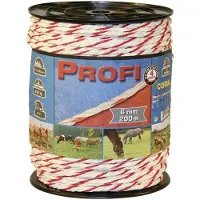 Kerbl Fencing rope Profi 200 m, Ø 6 mm, white/red, 6x0,30 TriC