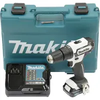 Makita Perceuse à percussion sans fil HP 333 DSAW 12 V 30 Nm blanche + 1 batterie 2,0 Ah + chargeur + coffret