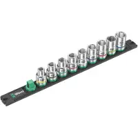 Wera 05005460001 Barrette Magnétique À Douilles 9 Pièces C 4 Jeu De Douilles Zyklop Avec Support - 1/2"