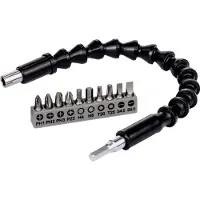 Bosch 2608522377 - Set 11 pièces embout de vissage avec rallonge flexible en plastique 300 mm, PH1, PH2, PH3, PZ2, HEX4, HEX5, T20, T25, embout plat 0,6 x 4,5 ; 0,8 x 5,5