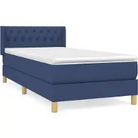 vidaXL Lit boxspring avec matelas bleu 90x190 cm Tissu