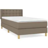 vidaXL Lit boxspring avec matelas Taupe 90x200 cm Tissu