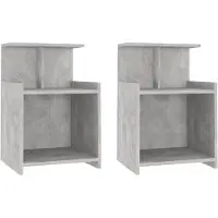 vidaXL Tables de chevet 2 pcs gris béton 40x35x60 cm bois d'ingénierie