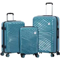 BiggDesign Moods Up Hard Luggage Sets, 100% ABS Hardshell Luggage with 360° Spinner Wheels, Travel Suitcase, TSA Lock System, Lightweight, 3 Pcs, 20 - 30 - 45 kg Carrying Capacity, Steel Blue