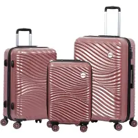 BiggDesign Moods Up Hard Luggage Sets, 100% ABS Hardshell Luggage with 360° Spinner Wheels, Travel Suitcase, TSA Lock System, Lightweight, 3 Pcs, 20 - 30 - 45 kg Carrying Capacity, Rosegold