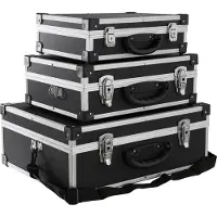 Arebos set de 3 caisses de transport, boîtes de rangement, aluminium, volume total 200 l, verrouillables, poignées incluses, étanches, caisses de transport, portables