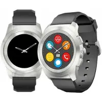 Mykronoz ZeTime Original - 39 mm - argent brossé - montre intelligente avec sangle - silicone - noir - affichage 1.05" - Bluetooth - 80 g