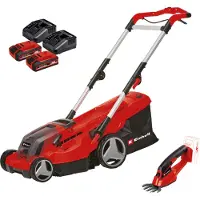 Einhell Tondeuse à gazon sans fil – GE-CM 36/37 Li – largeur de coupe 37 cm – jusqu’à 400 m² – 2 batteries 3,0 Ah + 2 chargeurs