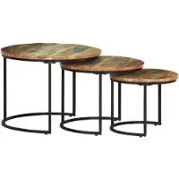 vidaXL Tables d'ensemble 3 pcs. Vieux bois massif