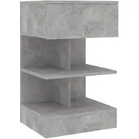 vidaXL Table de chevet Gris béton 40x35x65 cm Bois d’ingénierie