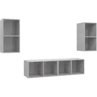 vidaXL Meubles TV muraux 4 pcs Béton Gris Bois d'ingénierie