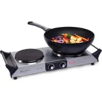 Kitchenbrothers Elektrische Kookplaat - 2 Pits - 2500W - RVS