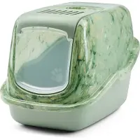 Savic Nobby Bac à litière "NESTOR MARBLE" blanc/gris - noir 56 x 39 x 38,5 cm