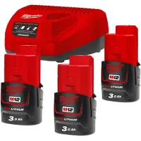 Milwaukee Pack de 3 batteries NRJ Milwaukee M12 3.0Ah - Chargeur 4933459207