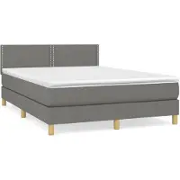 vidaXL Lit boxspring avec matelas gris foncé 140x200 cm Tissu