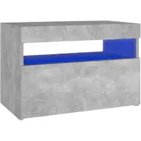 vidaXL Table de chevet avec lumières LED gris béton 60x35x40 cm