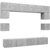 vidaXL Ensemble de 8 meubles TV en bois gris béton