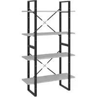 vidaXL Bibliothèque à 4 niveaux gris béton 80x30x140cm bois ingénierie