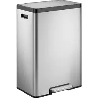 EKO - EcoCasa 2 Poubelle à pédale 30 litres - Plastique inoxydable - Acier inoxydable mat