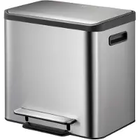 EKO - EcoCasa Recycler Poubelle à pédale 12+12 litres - Acier inoxydable - Acier inoxydable mat