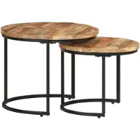 vidaXL Tables d'ensemble 2 pcs. Bois de manguier brut