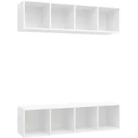 vidaXL Tablette TV "Harpstedt" en panneau de particules blanc. Dimensions (L/H/P) 37x142x37 cm