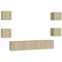 vidaXL Ensemble d'armoires TV 6 pièces en bois composite chêne Sonoma