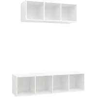 vidaXL Ensemble de 2 armoires TV blanc en bois composite