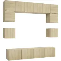 vidaXL 8 Piece TV Cabinet Set Sonoma Oak Engineered Wood