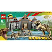 LEGO 76961 Jurassic Park Attaque du T. rex et du raptor au centre des visiteurs, Jouets de dinosaures pour enfants de 12 ans et plus