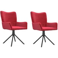 vidaXL Chaise de salle à manger 2 pcs. Pivotantes vin rouge velours
