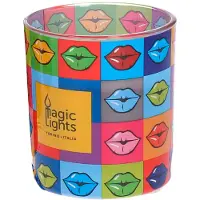 Magic Lights - Bougie En Verre Pop Art Ø7.5cm H8.4cm Lèvres Magic Lights