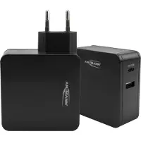 Ansmann 247PD - Adaptateur secteur - 45 Watt - 4700 mA - PD, QC 3.0 - 2 ports de sortie (USB, USB-C) - noir (1001-0095)