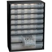Raaco Magasin pour petites pièces Largeur 306 x profondeur 150 x hauteur 420mm 34 tiroirs avec trou de suspension Boîtier en acier / PP - 132091 CABINET C 34