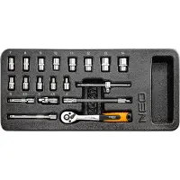 Neo Tools Clé à douille 1/4", jeu de 19 pièces, insert