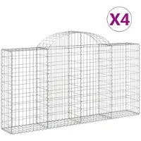 vidaXL Gabions avec arc surélevé 4 pcs. 200x30x100/120cm Fer galvanisé