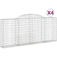 vidaXL Gabions avec arc surélevé 4 pcs. 300x30x120/140cm Fer galvanisé