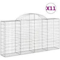 vidaXL Gabions avec arc surélevé 11pcs. 200x30x100/120cm Fer galvanisé