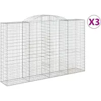 vidaXL Gabions 3 pcs voûtés 300x50x180/200 cm en fer