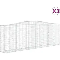 vidaXL Gabions avec arc surélevé 3 pcs. 400x50x140/160cm Fer galvanisé