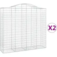 vidaXL Gabions avec arc surélevé 2 pcs. 200x50x180/200cm Fer galvanisé