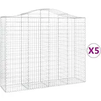vidaXL Gabions avec arc surélevé 5 pcs. 200x50x160/180cm Fer galvanisé