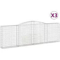 vidaXL Gabions avec arc surélevé 3 pcs. 400x30x120/140cm Fer galvanisé