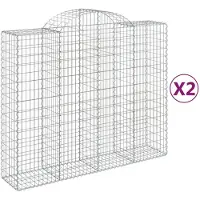 vidaXL Gabions avec arc surélevé 2 pcs. 200x50x160/180cm Fer galvanisé