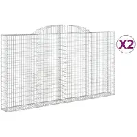 vidaXL Gabions avec arc surélevé 2 pcs. 300x30x160/180cm Fer galvanisé