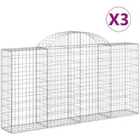 vidaXL Gabions avec arc surélevé 3 pcs. 200x30x100/120cm Fer galvanisé