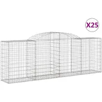 vidaXL Gabions avec arc surélevé 25 pcs 300x50x100/120cm Fer galvanisé